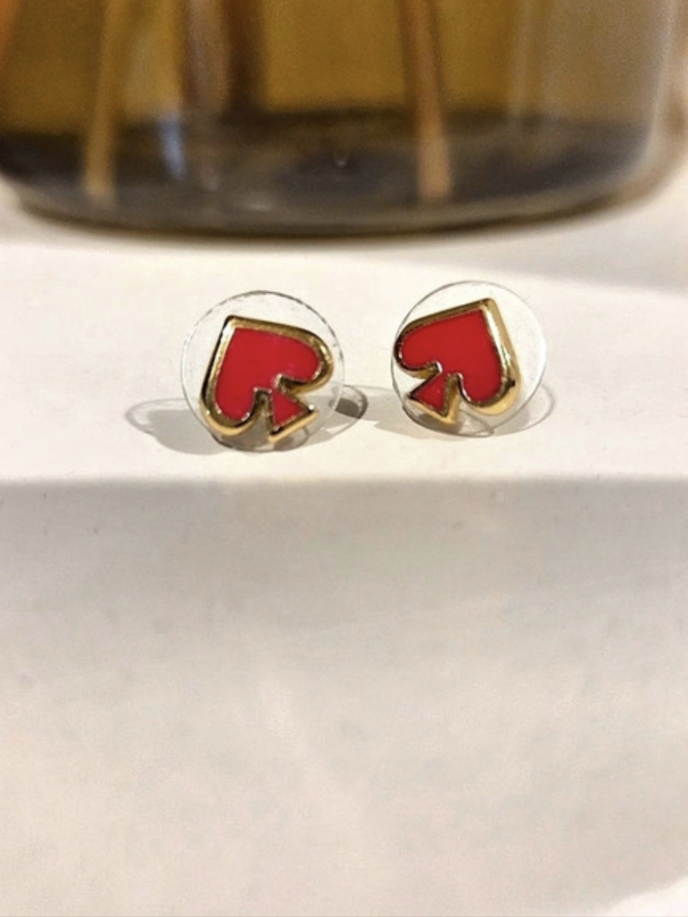 Kate Spade New York Signature Spade Mini Studs Red & Gold Heart Stud Earrings